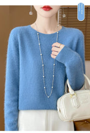 2024 Fashion 100% Merino Wool Sweater Cashmere Pullover O-Neck Long Sleeve Women Knitwear Autumn Winter Clothing Y2K Tops O Ling