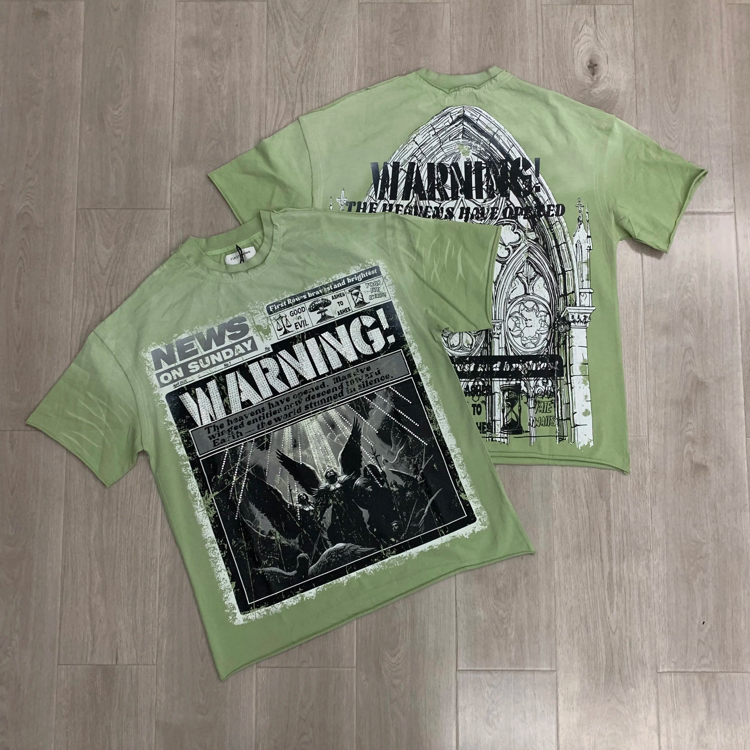 Streetwear Vintage Washed Diamond Cropped Tee for Men Crew Neck Short Sleeve Loose Cotton Rhineston Tshirts Oversized