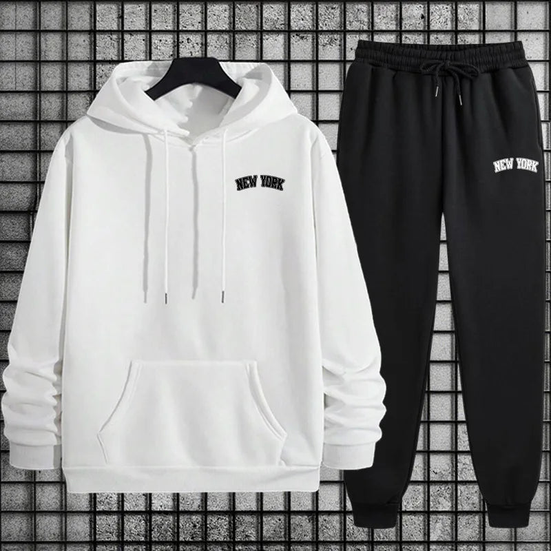 2025 Hot Sale Mens Sportswear 2pcs Set Hoodie and Sweatpants Autumn Winter Daily Casual Sporty Jogging Suit Urban Fashion Outfit