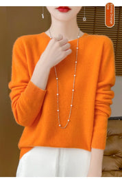 2024 Fashion 100% Merino Wool Sweater Cashmere Pullover O-Neck Long Sleeve Women Knitwear Autumn Winter Clothing Y2K Tops O Ling