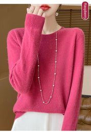 2024 Fashion 100% Merino Wool Sweater Cashmere Pullover O-Neck Long Sleeve Women Knitwear Autumn Winter Clothing Y2K Tops O Ling
