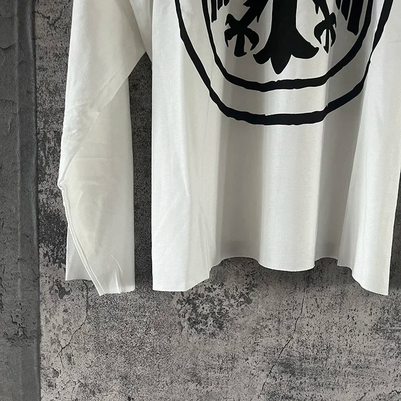 Black Apricot Vultures Long Sleeve T-shirt Men Woman 1:1 YZY High Street Loose Tee Top Vintage Graphic Print
