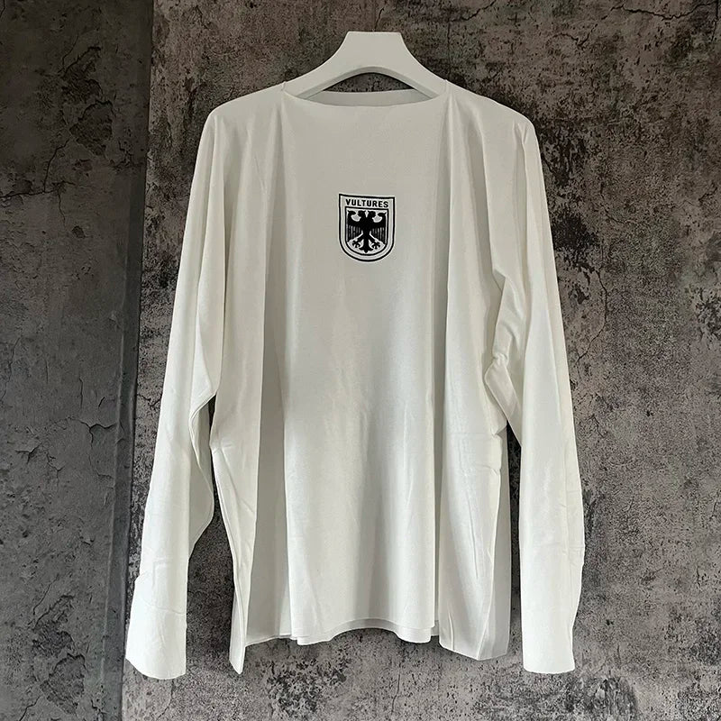 Black Apricot Vultures Long Sleeve T-shirt Men Woman 1:1 YZY High Street Loose Tee Top Vintage Graphic Print