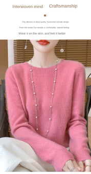 2024 Fashion 100% Merino Wool Sweater Cashmere Pullover O-Neck Long Sleeve Women Knitwear Autumn Winter Clothing Y2K Tops O Ling