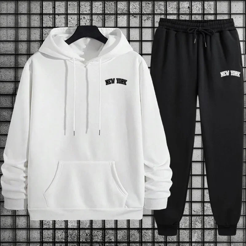 2025 Hot Sale Mens Sportswear 2pcs Set Hoodie and Sweatpants Autumn Winter Daily Casual Sporty Jogging Suit Urban Fashion Outfit
