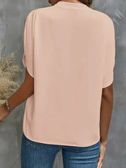 VEITCHE Summer Women Casual Solid Blouse Women Fashion V-neck Half Sleeve Shirts Office Elegant Pullover Loose Blusas Tops