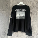 Black Apricot Vultures Long Sleeve T-shirt Men Woman 1:1 YZY High Street Loose Tee Top Vintage Graphic Print