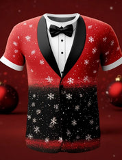 Christmas Tree Snowflake Fashion Casual tops Men's 3D Print T shirt Tee Party Street Red Fake Suit Short Sleeve Crew Neck Shirt