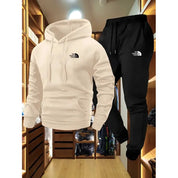 Men's Autumn and Winter Pattern Casual Two-Piece Set Hooded Sweatshirt and Pants with Pockets Regular Fit Outdoor Sport Suit