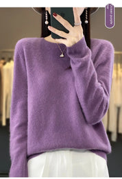 2024 Fashion 100% Merino Wool Sweater Cashmere Pullover O-Neck Long Sleeve Women Knitwear Autumn Winter Clothing Y2K Tops O Ling