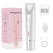 Women Electric Shaver Dual Head Bikini Trimmer Waterproof Body Hair  Trimmer Facial Hair Remover for Bikini Underarm Leg Arm