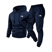 Men's Autumn and Winter Pattern Casual Two-Piece Set Hooded Sweatshirt and Pants with Pockets Regular Fit Outdoor Sport Suit