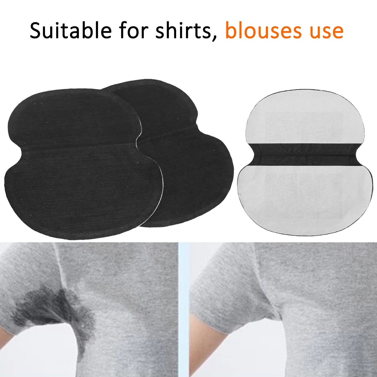 60pcs Underarm Sweat Pads NonWoven Fabric Dress Clothing Underarm Armpit Sweat Pads Black