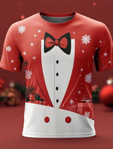 Christmas Tree Snowflake Fashion Casual tops Men's 3D Print T shirt Tee Party Street Red Fake Suit Short Sleeve Crew Neck Shirt