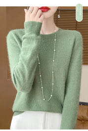 2024 Fashion 100% Merino Wool Sweater Cashmere Pullover O-Neck Long Sleeve Women Knitwear Autumn Winter Clothing Y2K Tops O Ling