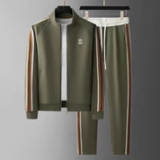 New Men's Autumn Stand-Collar Casual Sports Suit - Trendy Fashion Activewear with Long-Sleeve Top and Straight-Leg Pants