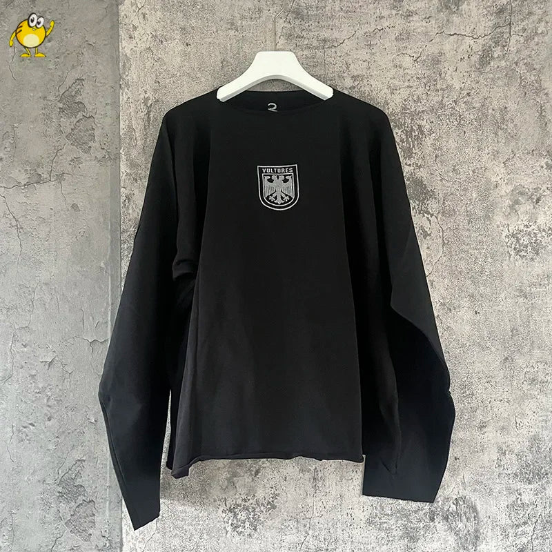Black Apricot Vultures Long Sleeve T-shirt Men Woman 1:1 YZY High Street Loose Tee Top Vintage Graphic Print