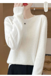 2024 Fashion 100% Merino Wool Sweater Cashmere Pullover O-Neck Long Sleeve Women Knitwear Autumn Winter Clothing Y2K Tops O Ling