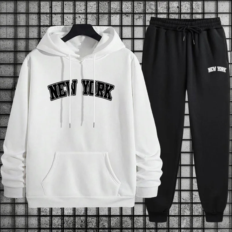 2025 Hot Sale Mens Sportswear 2pcs Set Hoodie and Sweatpants Autumn Winter Daily Casual Sporty Jogging Suit Urban Fashion Outfit