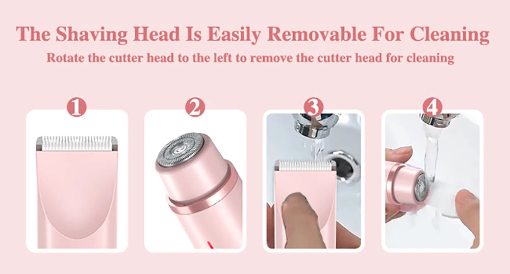 Women Electric Shaver Dual Head Bikini Trimmer Waterproof Body Hair  Trimmer Facial Hair Remover for Bikini Underarm Leg Arm