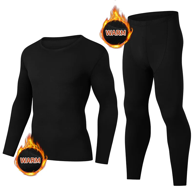 2-piece Men's Autumn And Winter Solid Color Round Neck Thermal Underwear Set Comfortable Plus Size Sports And Fitness Base Set