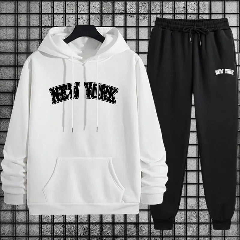 2025 Hot Sale Mens Sportswear 2pcs Set Hoodie and Sweatpants Autumn Winter Daily Casual Sporty Jogging Suit Urban Fashion Outfit