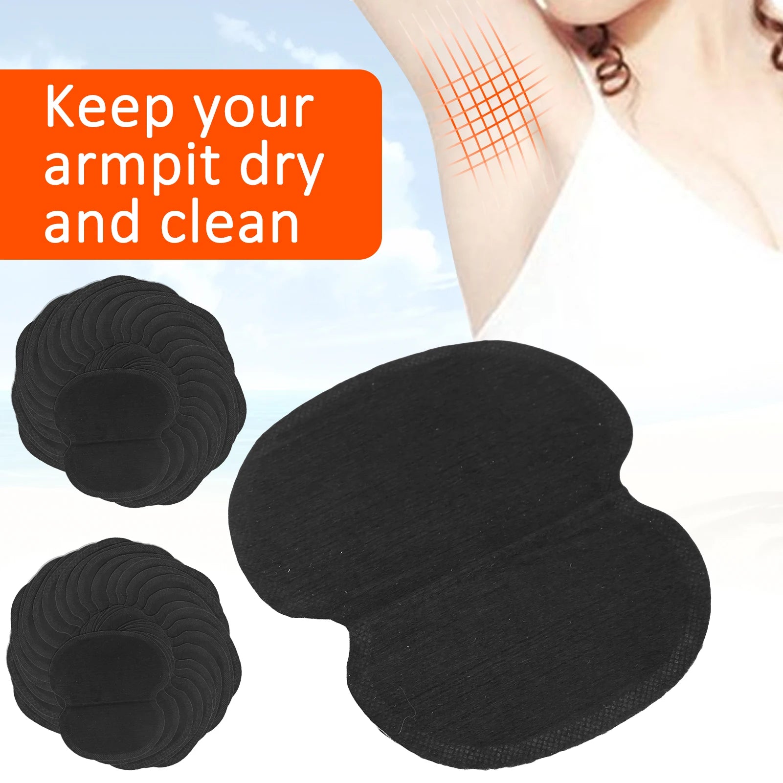 60pcs Underarm Sweat Pads NonWoven Fabric Dress Clothing Underarm Armpit Sweat Pads Black