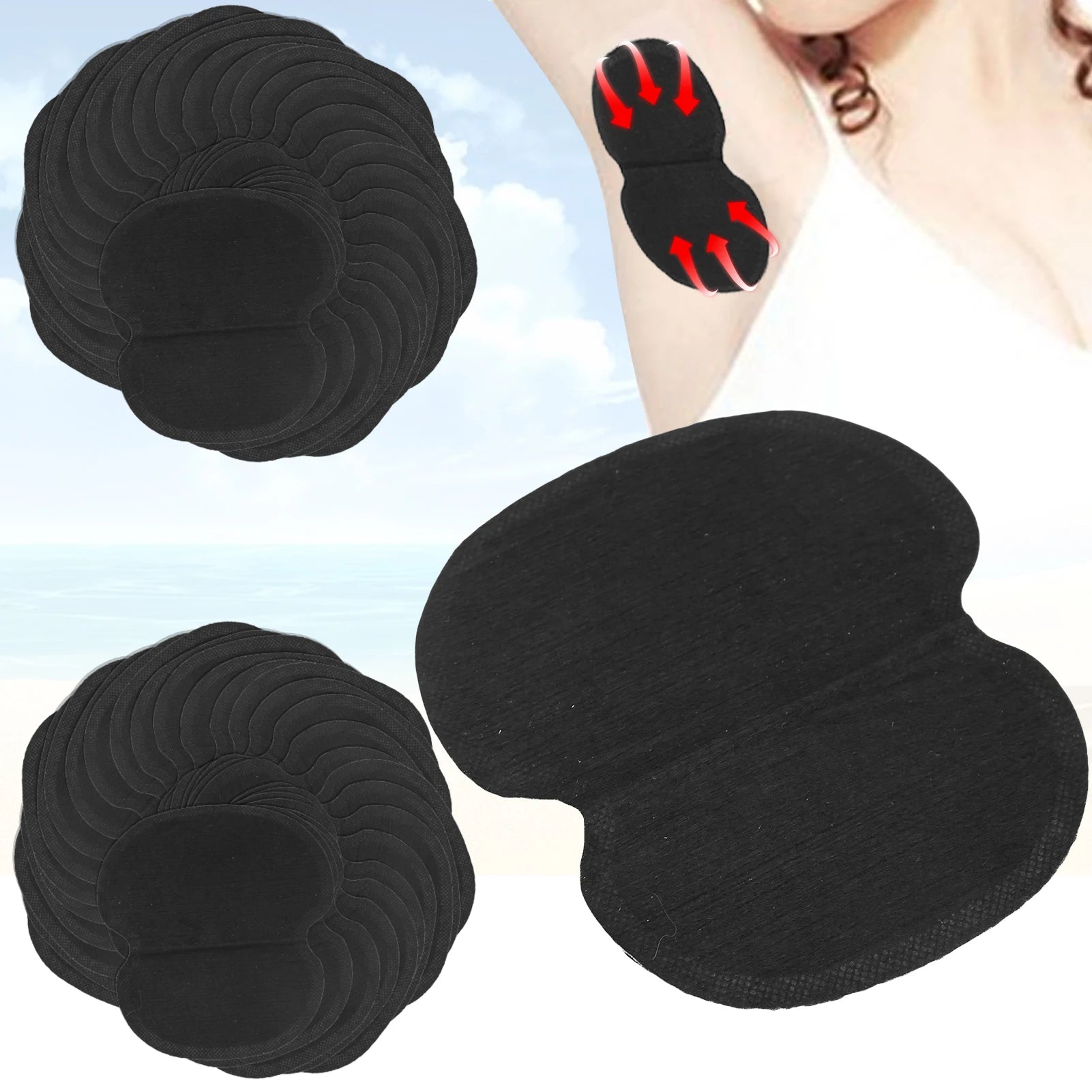 60pcs Underarm Sweat Pads NonWoven Fabric Dress Clothing Underarm Armpit Sweat Pads Black