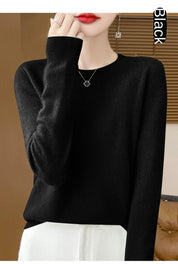 2024 Fashion 100% Merino Wool Sweater Cashmere Pullover O-Neck Long Sleeve Women Knitwear Autumn Winter Clothing Y2K Tops O Ling