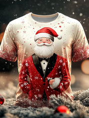Christmas Tree Snowflake Fashion Casual tops Men's 3D Print T shirt Tee Party Street Red Fake Suit Short Sleeve Crew Neck Shirt