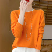 2024 Fashion 100% Merino Wool Sweater Cashmere Pullover O-Neck Long Sleeve Women Knitwear Autumn Winter Clothing Y2K Tops O Ling