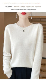 2024 Fashion 100% Merino Wool Sweater Cashmere Pullover O-Neck Long Sleeve Women Knitwear Autumn Winter Clothing Y2K Tops O Ling