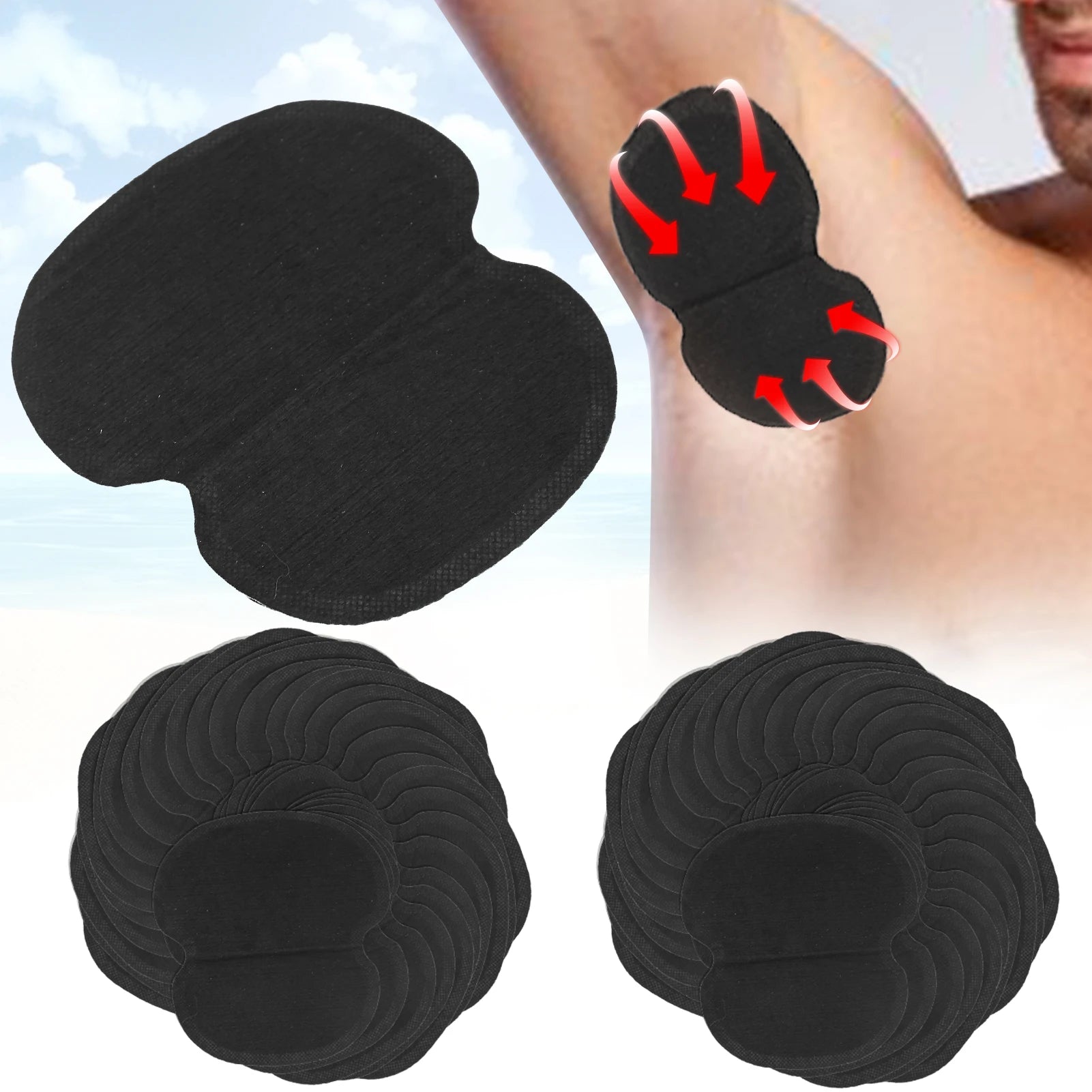 60pcs Underarm Sweat Pads NonWoven Fabric Dress Clothing Underarm Armpit Sweat Pads Black