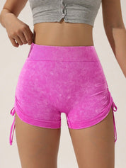 Matte craft summer three part pants yoga pants women's drawstring sports shorts European and American peach hip lifting fitness